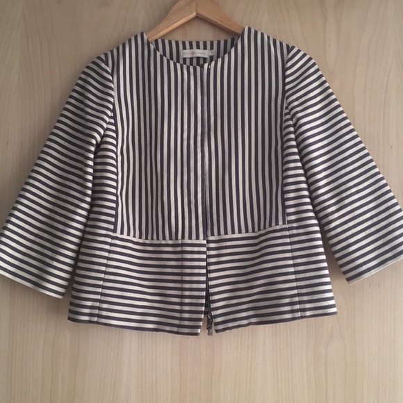 Tory Burch used Rene striped jacket. Size 2 - Picture 2 of 5